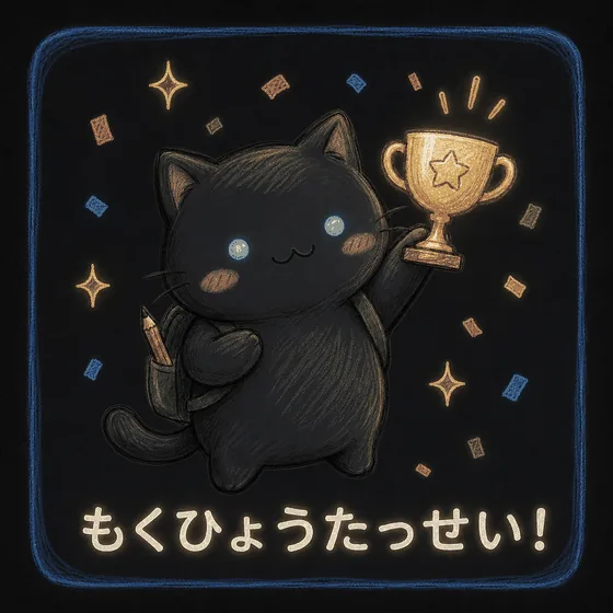 目標を立てる猫のキャラクター
