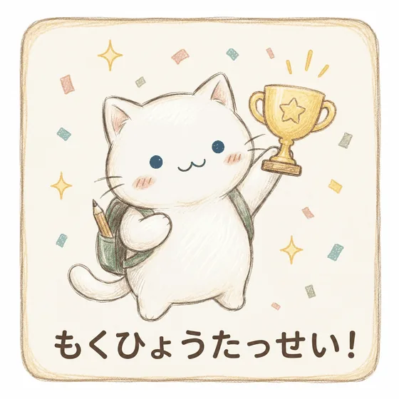 目標を立てる猫のキャラクター